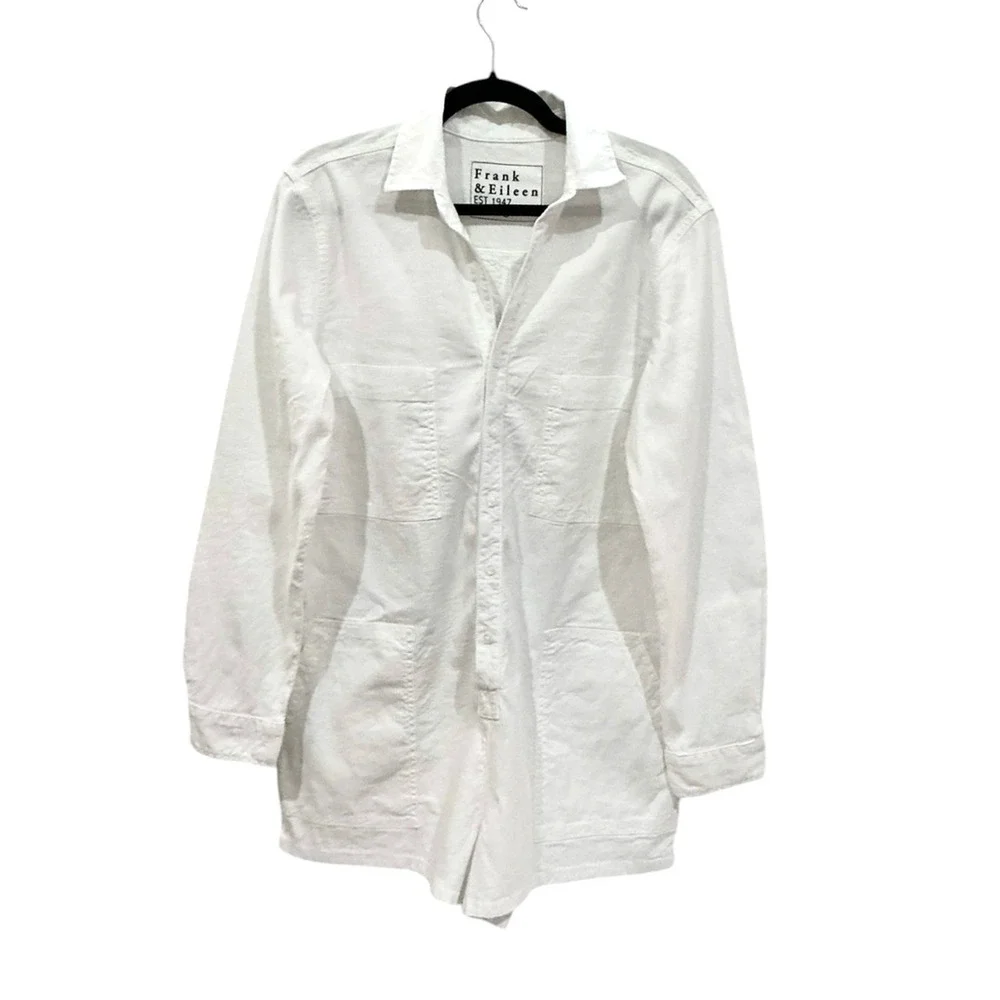 Frank & Eileen Ireland Playsuit Linen Romper Long Sleeve White Size XS - Picture 3 of 8